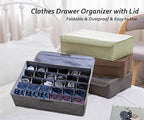 AARAINBOW 4 Packs Underwear Socks Ties Storage Organizer with Lids Foldable Closet Drawer Organizer 120 Cells, Fabric Wardrobe Divider Storage Boxes for Scarves and Lingerie (30 Cell, 4 Gray)
