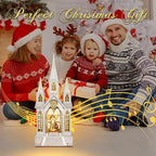 Church Snow Globe Lighted,Christmas Snow Lantern,Angel Holy Family Nativity Christmas Eve Glitter Snow Globe with Musical,Christian Decorations Indoor,Two Power Modes of Church Snow Globes