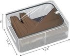 Stackable Storage Boxes with Clear Lids, 15.8-Inch Closet Storage Container with Metal Frame for Shoe, Boot, ﻿Sneaker (2 Pack, 19Qt, 15.8x11.8x6in)