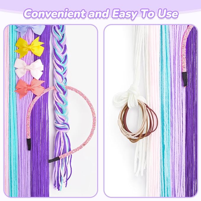 Basumee Unicorn Hair Bow Holder for Girls Wall Hanging Decor and Baby Hair Clip Hanger Organizer, Cyan Lavender