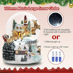7'' H Christmas Snow Globe with Light up and Musical Spring Decoration Gift, Snowflakes Water Globe, Santa Sleigh Reindeer Resin Snow Globe, Christmas Holiday Indoor Decor.