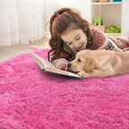 OLANLY Hot Pink Round Rugs for Bedroom - Machine Washable, 5 ft Circle Area Rugs for Living Room, Soft and Fluffy Shaggy Carpet for Teen Girls and Boys, Nursery Rooms, Dorms, Home Decor Aesthetic