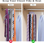 Tie Rack Hanger for Closet: Ohuhu 2 Packs 24 Folding Hooks Tie Hangers for Men Wooden Tie Holder Organizer Space Saving Necktie Storage 360 Degree Rotating Ties Belts Scarves Tank Tops-Walnut