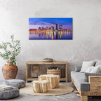 Louisville Skyline Wall Art Kentucky Wall Decor Sunset Downtown Pictures Waterfront Park Landscape Canvas Prints Painting Modern Cityscape Artwork for Bedroom Living Room Home Decoration 20x40”
