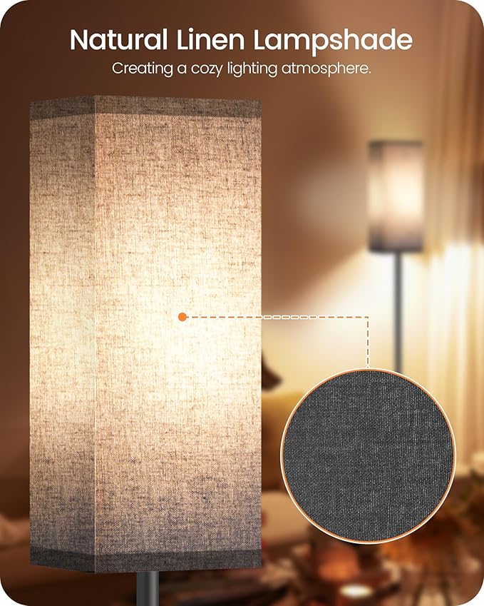 Floor Lamp, Pole Lamp with Foot Switch, Modern Standing Lamp Shade, Minimalist Freestanding Lamp (Bulb Not Included), for Living Room, Bedroom Office ETL Listed, Black B07LD05
