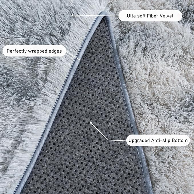 Rugs for Living Room 5x7, Soft Shaggy Modern Shag Area Rug for Bedroom, Upgrade Non-Slip Plush Fluffy Carpet for Kids Boys Girls Room Home Decor Aesthetic, Light Grey