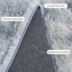 Small Area Rug, 2x3 Rug for Bedroom Shaggy Throw Rugs for Dorm Rug, Soft Tie Dyed Carpet for Kids Room, Plush Non-Slip Fluffy Bedside Rug for Home Decor Aesthetic, Light Grey