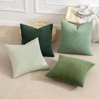 MIULEE Boho Farmhouse Sage Green Throw Pillow Covers 22x22 Inch Set of 4 Mordern Nordic Cushion Covers Soft Corduroy Spring Home Decor for Couch Bed Sofa Living Room Forest Green