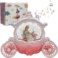 Christmas Pink Carriage Snow Globe with Music and Pricess - Christmas Snow Globes - Battery Or USB Cable Powered Operated (Pink Princess)