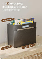 ABC life 2 PACK Magazine Basket Holder, PU Leather Foldable Magazine Rack, Document File Holder Organizer, Newspaper Book Storage Bin Organizer for Living Room Home Office, Balck