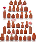 36Pcs Bud Vases Set Small Vintage Glass Bottles Bud Vases in Bulk Multiple Shape Cute Glass Vases for Rustic Wedding Centerpieces Table Decorations and Home Decor (Dark Amber)