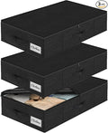 Under Bed Storage Container Bin 3 Pack, Low Profile Foldable Underbed Clothes Storage Organizer W/ Ultra Thick Fabric and Sturdy Bottom/Sides, Dual Zipper Storage Box for Dorm and Home 30x16x6.7"
