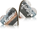 Jetec 2 Pcs Rustic Decorations for Living Room Home Shelf Mantel Entryway Table, Farmhouse Knick Knacks Christian Table Centerpiece Wooden Heart Decor for Dining Room Housewarming Gift(Simple Style)