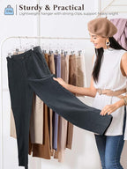 HOUSE DAY Clear Pants Hangers with Clips 300 Pack, Non-Slip Plastic Skirt Hanger with Adjustable Clips, Slim Clip Hangers for Pants, Skirts, Shorts, 14" Clear Hanger, 360-Rotating Swivel Hook