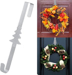 15 inches Christmas Decorative Wreath Hangers for Front Door;Over the Door Hooks (Silver, Christmas Tree)