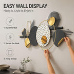 JFUJFU Large Modern 3D Wall Art - Black White & Gold Textured Abstract Wall Sculpture for Home Office & Bedroom Decor