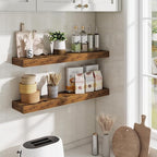 Fun Memories Floating Shelves 30 Inch, Wall Mounted Wood Shelf Set of 2, Farmhouse Decor for Bathroom, Bedroom, Kitchen, Living Room, Rustic Brown