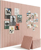 Aothia 12-Pack Felt Bulletin Board Tiles 48"x36", Modular Pin Board for Smooth Walls, Cork Board Alternative for Notes & Photos, 0.35" Thick, 70 Adhesive Tabs & 40 Pins, Pink