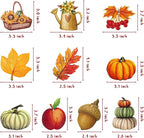Haooryx 31Pcs Fall Autumn Wood Hanging Ornaments Autumn Wooden Pumpkin Maple Leaves Decorative Pendents for Thanksgiving Day Fall Harvest Party Favor Gift Tag Holiday Home Tree Decorations Supplies