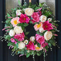 24 Inch Spring Wreaths for Front Door Outside,Artificial Silk Peony Rose Magnolia Spring Summer Wreath with Lavender Greenery | Luxury Summer Wreaths for Front Door-Indoor Outdoor Wreath Decor