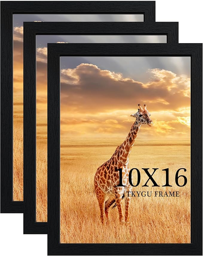 10x16 Picture Frame Set of 3,Wooden Frame 10x16 Wall Gallery Poster Photo frame with Durable Shatter Resistant Plexiglass for Wall Mounting Family -friend- wedding best gift