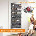 homyfort Over the Door Shoe Organizer, Hanging Shoe Rack Storage Holder with 24 Large Pockets for Closet Door, Men Women Kids Shoes, Cruise (Black)