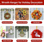 Gold Wreath Hanger, Christmas Decorations Adjustable Wreath Hangers for Front Door Adjustable from 14.9-25 Inches Over The Door Hooks Organizer Larger Hangers Festival Wreaths, Decorations Hook