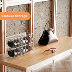Belt Organizer - Acrylic Belt Storage Holder for Closet with Dust Cover Lid - 7 Compartments Clear Display Case for Tie and Bow Tie