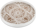 Hanobe Decorative Serving Tray Round: Farmhouse Coffee Table Decor Boho White Mandala Trays for Living Room Kitchen Bathroom Display