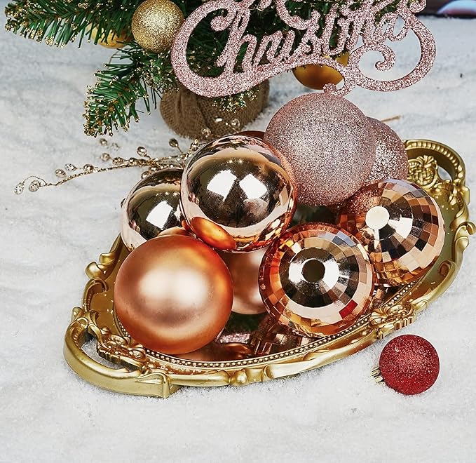 Emopeak 12Pcs Christmas Balls Ornaments for Xmas Christmas Tree - 4 Style Shatterproof Christmas Tree Decorations Hanging Ball for Holiday Wedding Party Decoration