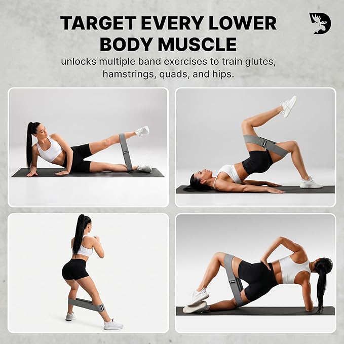 DMoose Fitness Fabric Resistance Bands for Full Body Exercises - Non-Slip Thick Cloth Stretch Band for Squats, Lunges & Bicep Curls - Long Resistance Bands for Working Out - Booty Band for Men & Women