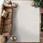 Modern Micro Loop Indoor Area Rugs for Living Room Bedroom Kitchen Geometric Triangle White 6x9 Luxury Durable Low and High Pile Non-Shedding Stain Resistant Soft Area Carpet 6 x 9
