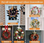 PECULA 2 Pack 14” Wreath Hangers for Front Door, Wreath Door Hanger 40lb Load-Bearing, Metal Wreath Hanger for Welcome Sign, Door Wreath Hanger for Halloween, Easter, Christmas Decorations (White)