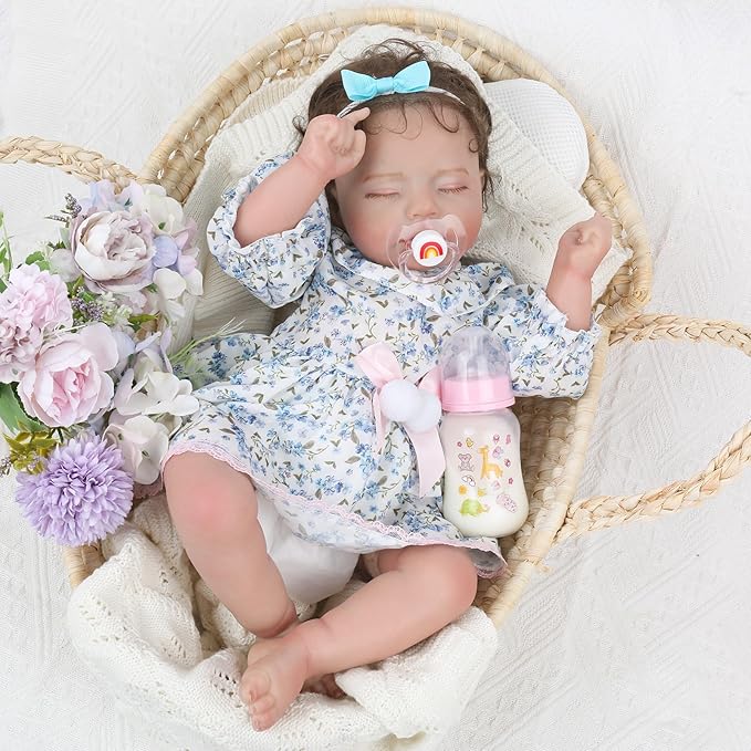 KSBD Lifelike Reborn Baby Dolls Girl-20 inch Realistic Sleeping Newborn Girl with Weighted Soft Body,Christmas Birthday Gift with Accessories for Kids Age 3+