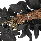 Artificial Flower Swag, Rose Eucalyptus Floral Swag Black Decorative Swag, Decorative Swag with Black Eucalyptus Leaves for Halloween Home Front Door Lintel Wedding Arch Party Tabletop Wall Decor(A3)