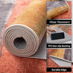 Ciicool Abstract Area Rug Indoor, 3x5 Washable Entryway Rug, Modern Soft Throw Rug with Non-Slip Backing Ideal for Bedroom Living Room Entrance Kitchen, Low-Pile Floor Carpet Doormat Red Yellow Grey
