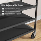 Double Rods Clothes Rack for Hanging Clothes, Rolling Clothing Rack with Wheels, 3-Tier Hanging Rack with Mesh Shelves, Holds 300 LBS for Bedroom, Laundry, Living Room, Black
