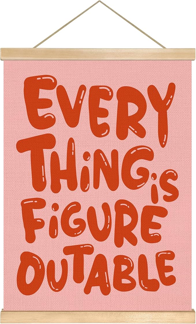 Everything is Figure outable Inspirational Wall Art Decor,Positive Motivational Poster,Affirmations Wall Hanging Poster for Office, Living Room, Bedroom ,Motivational Gift for Birthday,Graduation New job 14x18.5inch(Red)