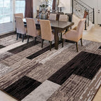 FlyDOIT Modern Geometric Patchwork Area Rug, 5x8 Chocolate Large Rugs for Living Room, Rockwood Collection Indoor Rugs for Bedroom, Throw Carpet Floor Decor for Entryway Dining Room Office Nursery