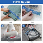 VMstr Vacuum Seal Bags for Clothing Travel, Vacuum Storage Bags with USB Electric Pump, Compression Space Saver for Luggage Suitcase 18 Combo Bags + USB Pump