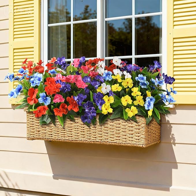 Artificial Fake Flowers for Outdoor, 6 Bundles UV Resistant Faux Plants Decoration Silk Flowers No Fade Plastic Flowers for Outside Planters Home Porch Patio Yard Garden Decor