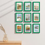 Vittanly 5x7 Picture Frames Set of 9, Shatter Resistant Plexiglass, Display 4x6 Pictures with Mat or 5x7 without Mat, Photo Frames for Wall or Tabletop, Engineered Wood, Green