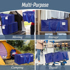 6 Pack Extra Heavy Duty Large Moving Bags with Strong Zipper & Comfortable Handles, Sturdy & Durable Clothes Storage Bags Totes Bins, Packing Moving Boxes for College Supplies, Blue