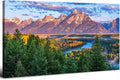 AIYISU Grand Teton Mountain Wall Art Sunset Nature National Park Posters Oxbow Bend Snake River Landscape Wall Decor Wyoming Scenery Painting Artwork for Living Room Office Home Decoration 20x40