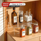 Sezanrpt Acrylic Shelf Riser 8x4.3x2 pack of 2, Clear Display Shelf 8” for Shoes, Glasses, Plants, Home Decors, Perfume, 8x4.3x2 Inch