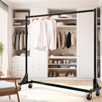 Simple Houseware Industrial Grade Z-Base Garment Rack, 500lb Load with 63 Inches Extra Long Bar, Black