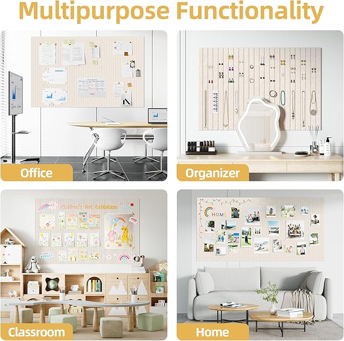Large Cork Board for Wall 48" x 60" Oatmeal Bulletin Board with Safe Removable Adhesive Squares for Pictures Photos, Alternative CorkBoard Felt Pin Boards Tiles for Office Classroom Wall Decor-20 Pack