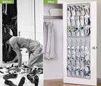 MISSLO 35 Clear Large Pockets Over The Door Shoe Organizer Sturdy Oxford Fabric Hanging Shoe Rack Closet Shoe Holder Hanger, Grey