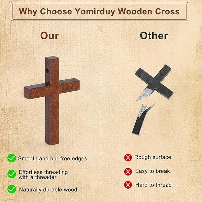 Yomirduy 50 Pack Wooden Crosses, Wall Crosses Small wooden Crosses for Crafts, Small Crosses, Easter Egg Fillers