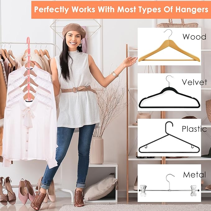 Closet Organizers and Storage, Magic Space Saving Hangers for 60 Heavy Clothes, College Dorm Room Essentials, Sturdy 360° Swivel Hooks Cascading Hanger, Bedroom Home Organization Essentials, 12 Pack